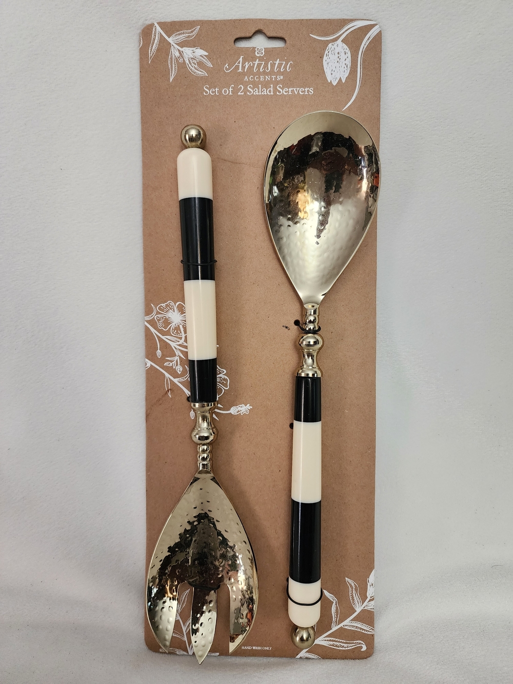 Black and Cream Artistic Salad Servers - Set of 2